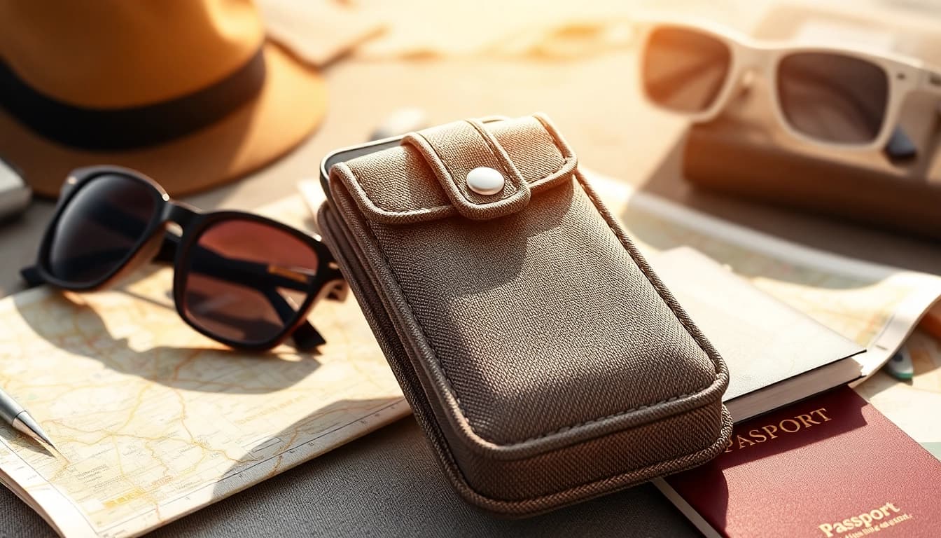 Optimiert abschließbare Handytasche für sicheres Reisen mit Zubehör.