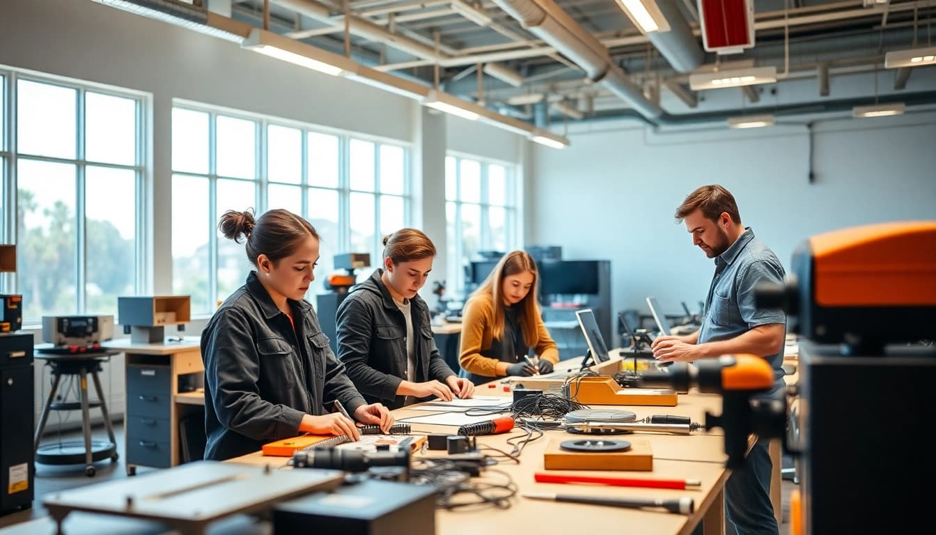 Students at trade schools in southern California actively participating in hands-on training.