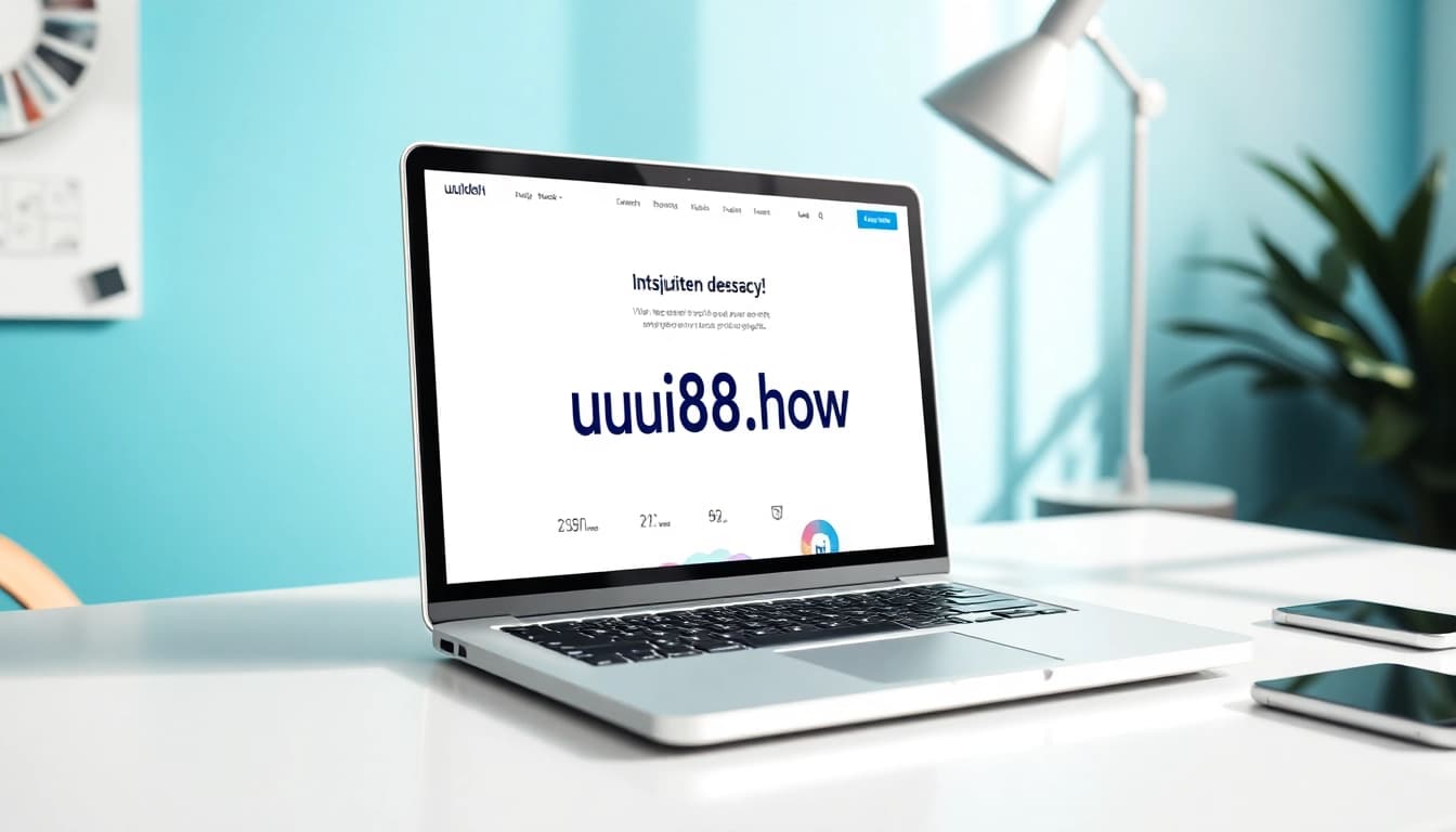 Engaging design of the website https://uu88.how/ on a laptop in a bright workspace.