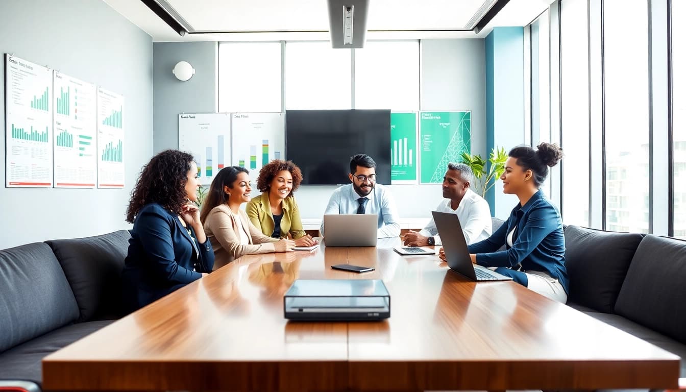 The best sales recruiting agency enhancing collaboration in a professional office setting.