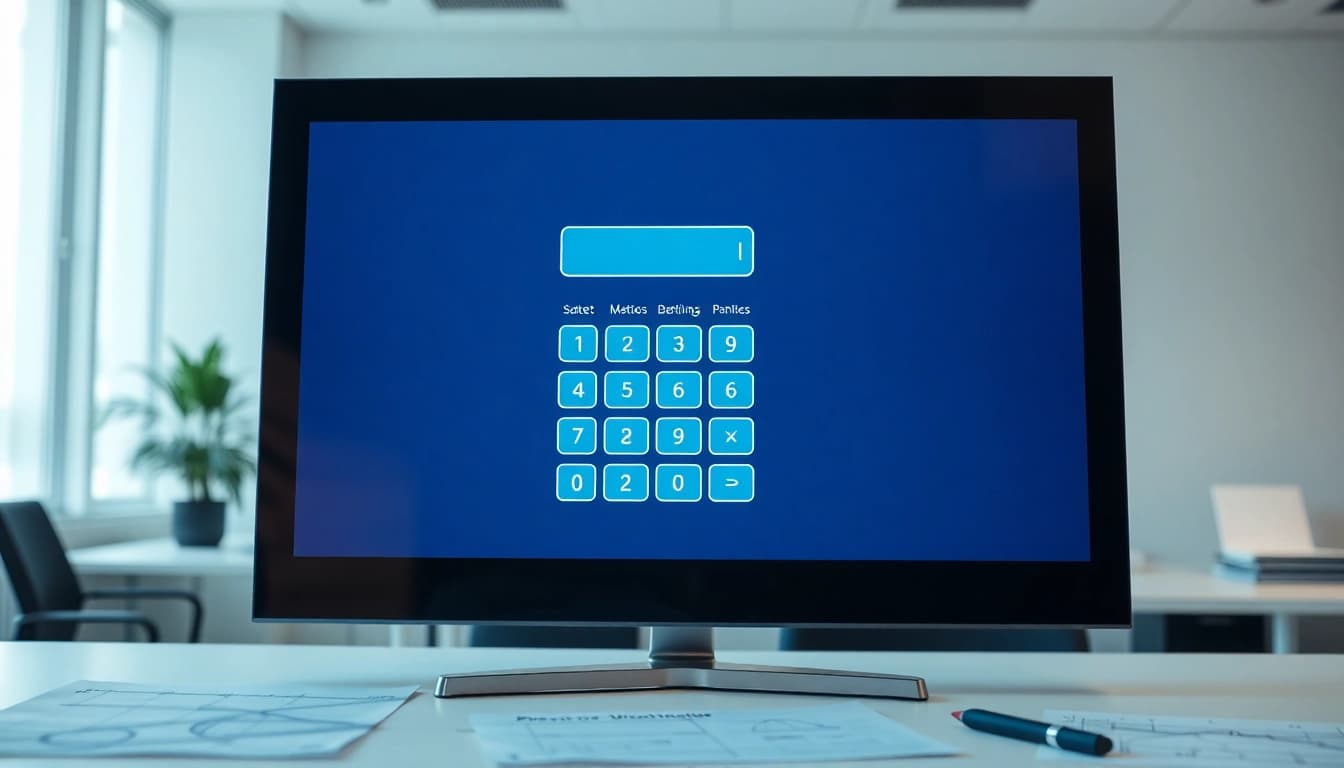 Use frame calculator to accurately determine frame measurements in a modern office.