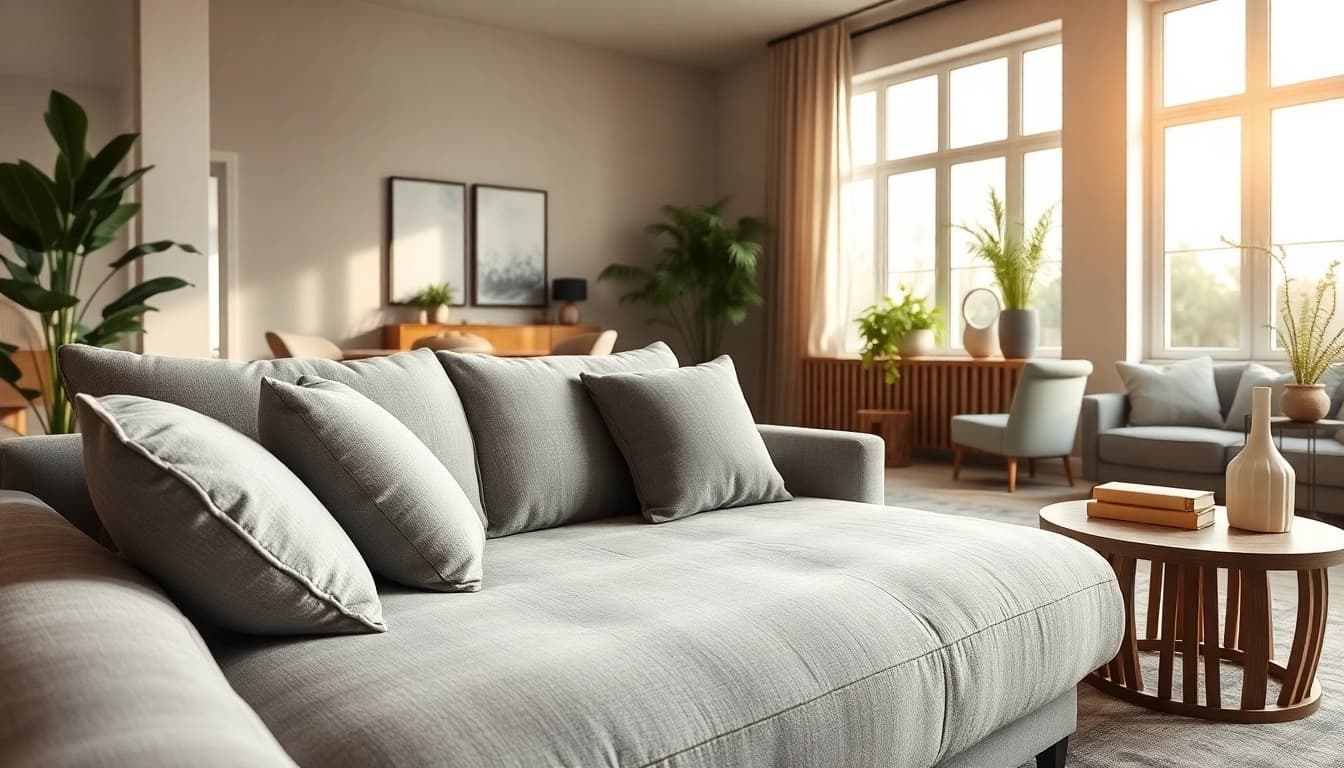 Stylish sofa beds arranged in a cozy living room, inviting comfort and elegance.