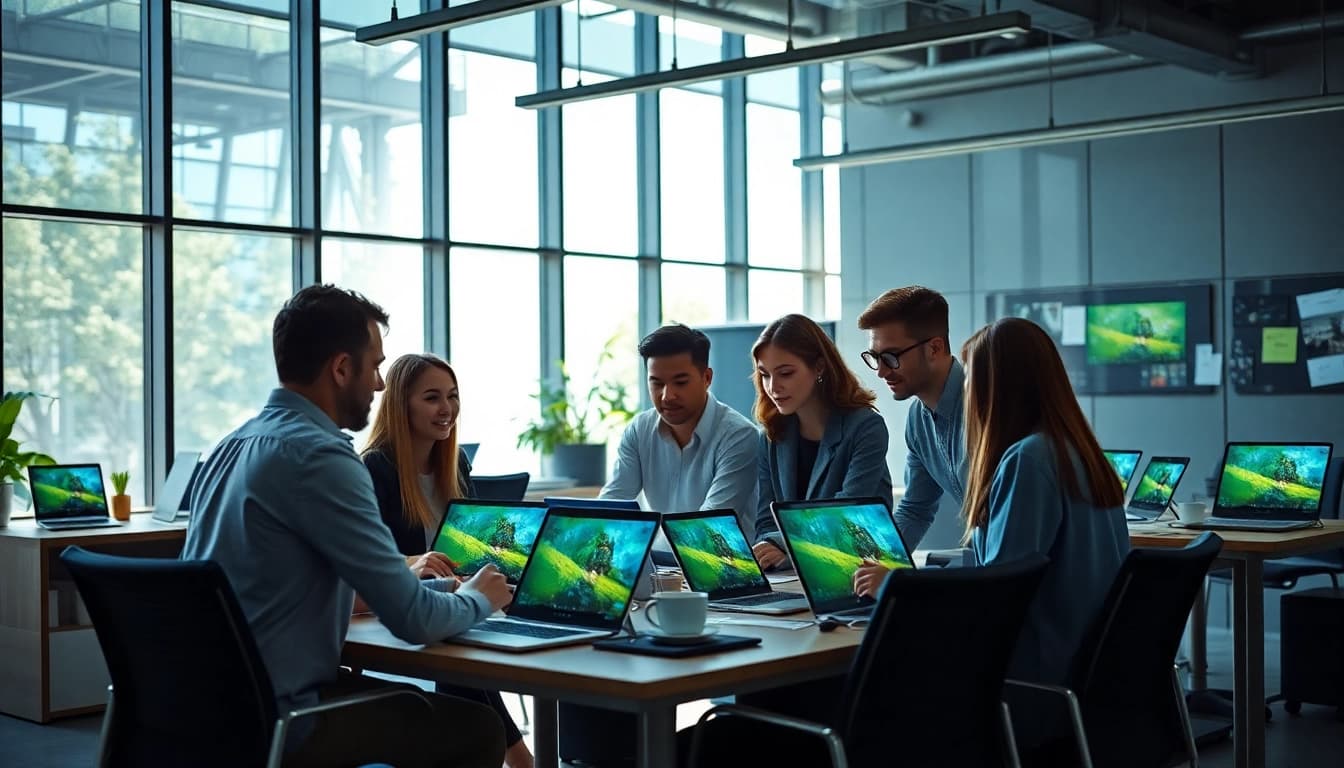 Creating dynamic images with nano banana pro in a vibrant tech workspace.