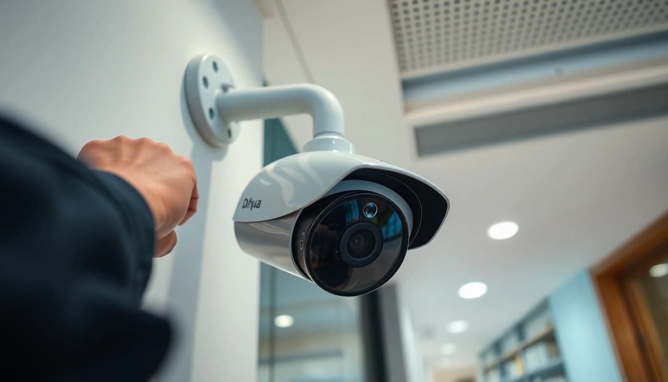 Instalación de Cámaras Dahua en un entorno de seguridad profesional, destacando tecnología avanzada.