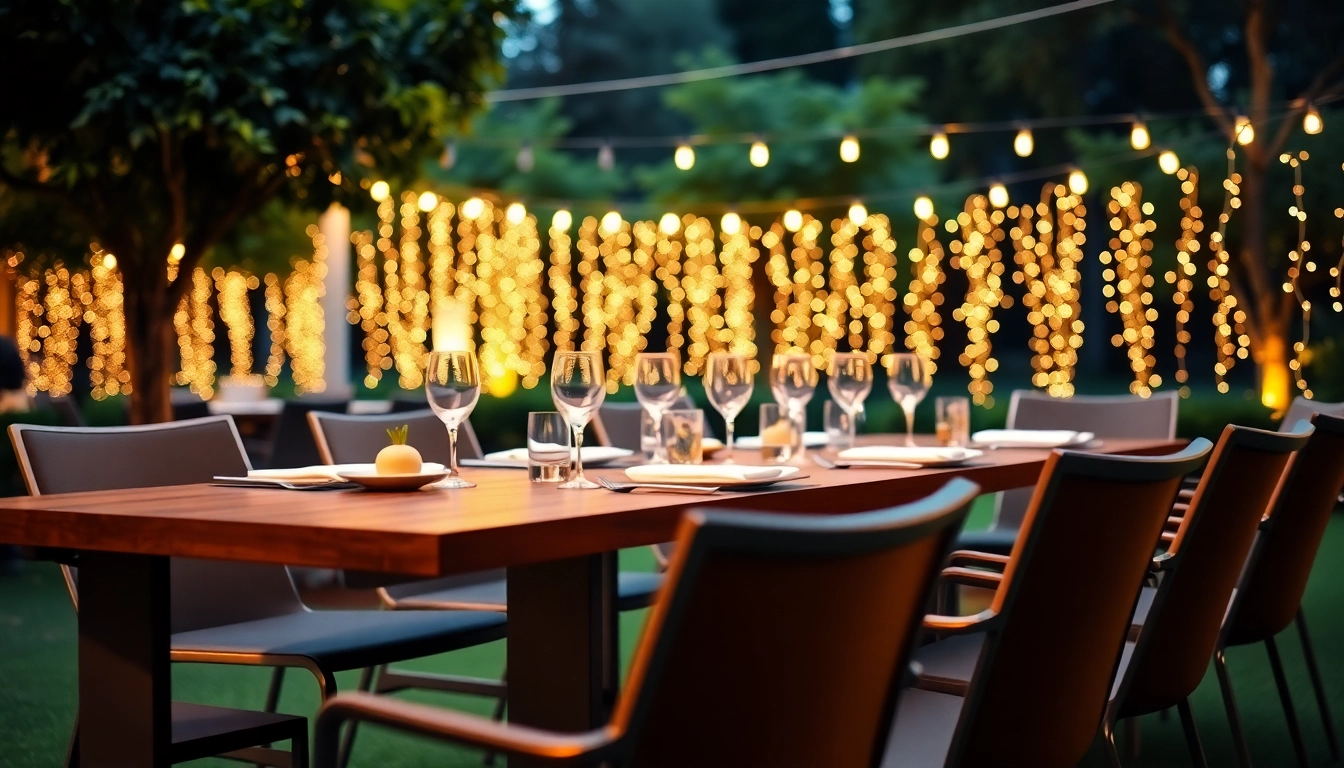 Showcase of stylish Table & Chair Rentals in an elegant outdoor setup with modern decor.