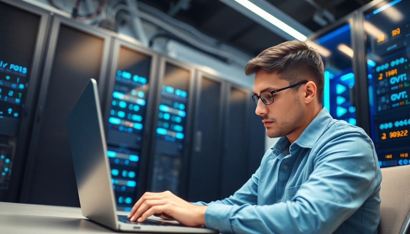 Showcasing the importance of managed it service, an IT technician analyzes solutions in a tech-savvy office.
