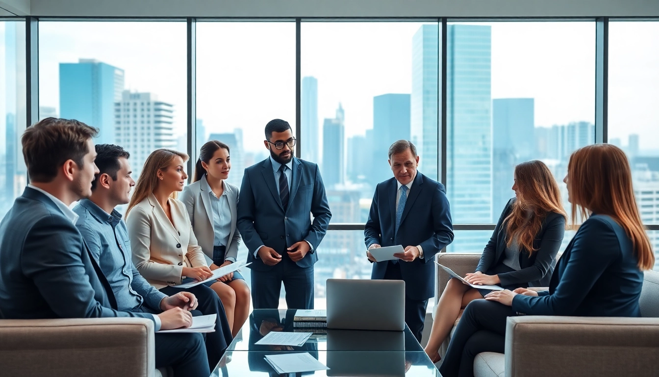 Family Law Financial Agreements discussion among diverse lawyers in a modern office.