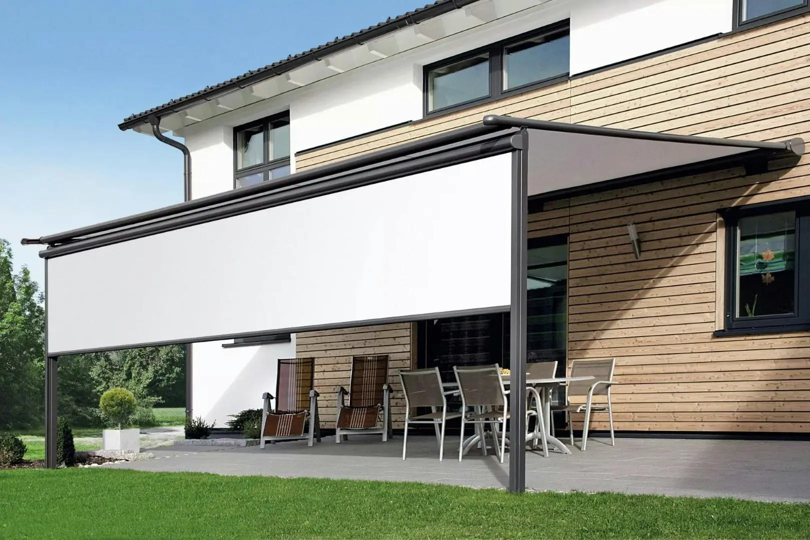 Markise 5m elektrisch einfach bedienen | ADA-Wintergarten
