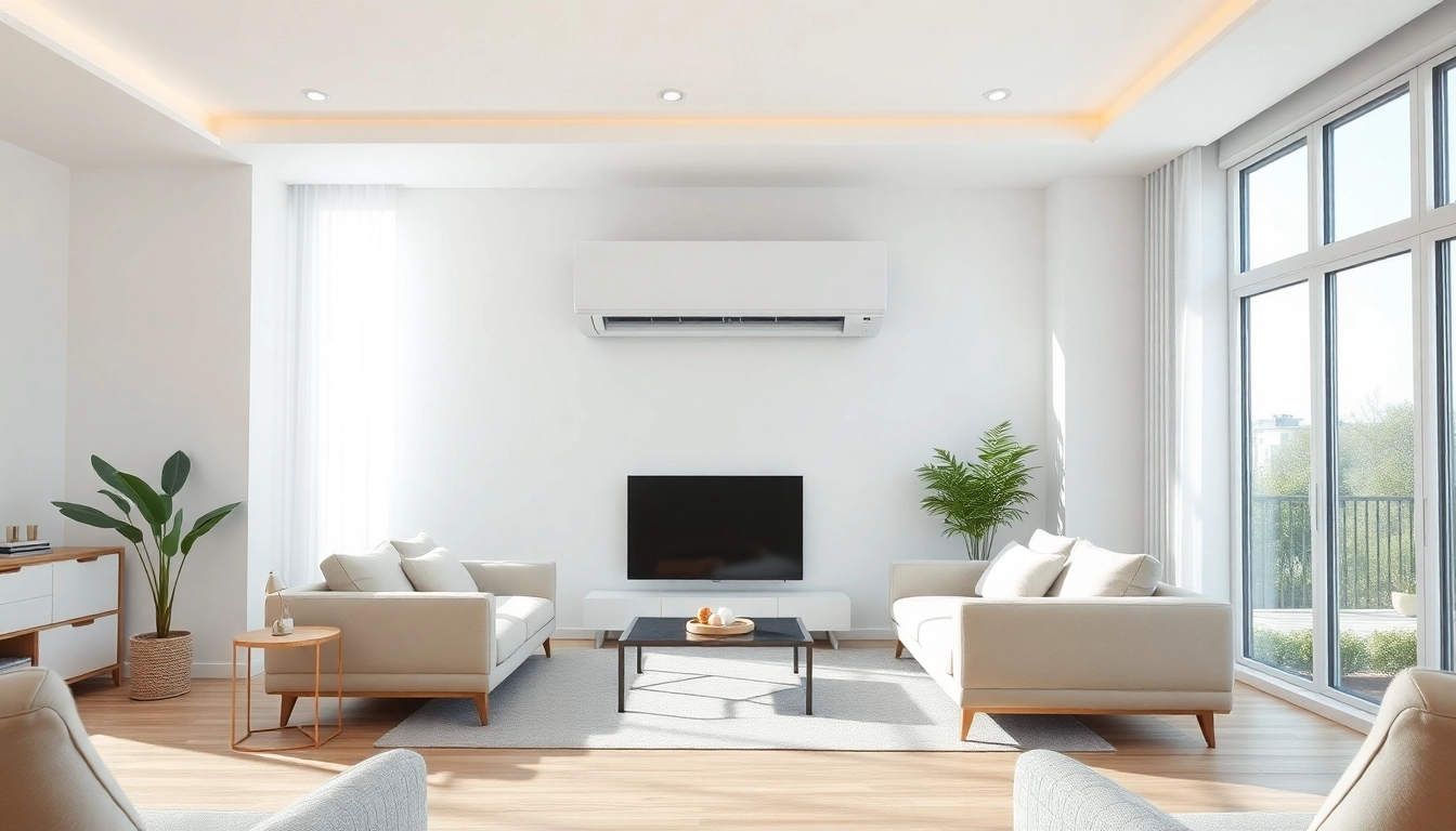 Efficient mitsubishi mini split ac unit enhancing a stylish living space with modern decor.