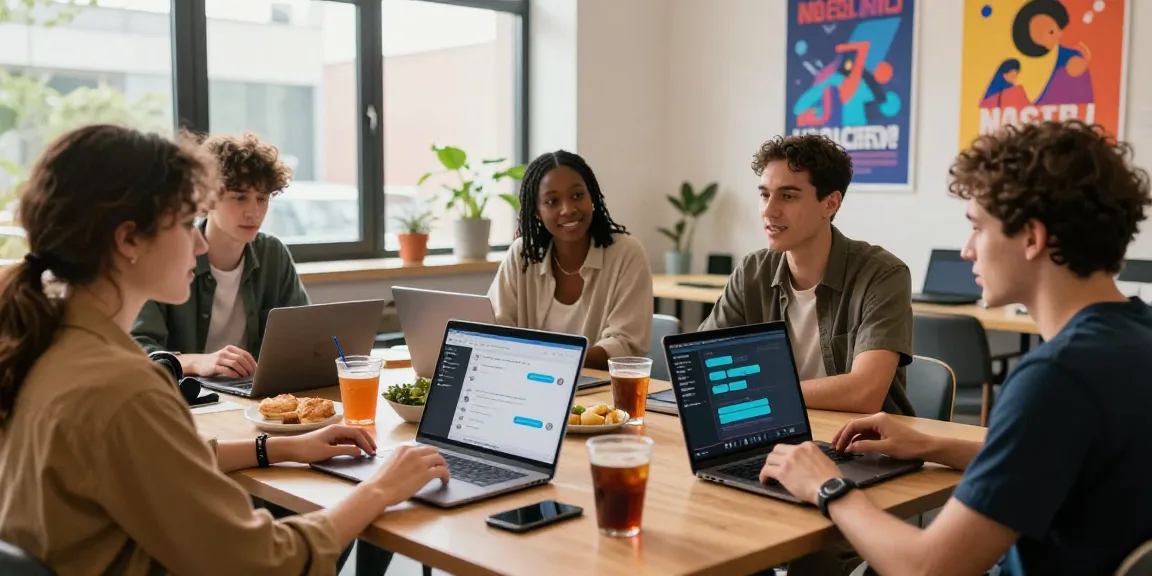 Engaging group discussion about nsfw ai chat apps in a vibrant coworking space.
