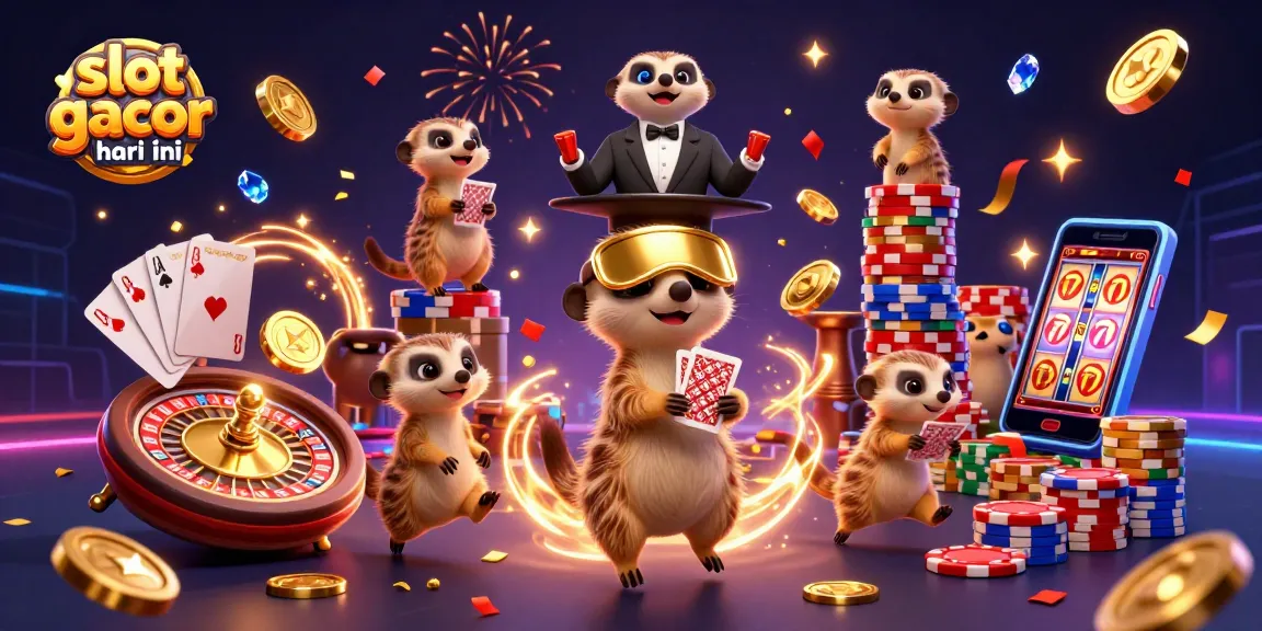 Experience slot gacor hari ini in this dynamic illustration featuring meerkats at a vibrant casino.