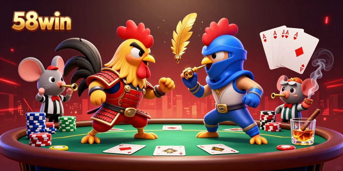 Bet big at 58win with a thrilling standoff between samurai and ninja roosters!