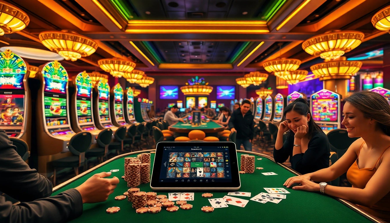Naga169 tanpa potongan brings thrilling slot machine action, vibrant casino atmosphere with players enjoying their wins.