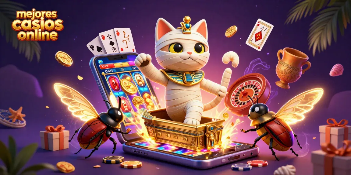 Experimenta los mejores casinos en línea en esta emocionante ilustración 3D con juegos y símbolos.