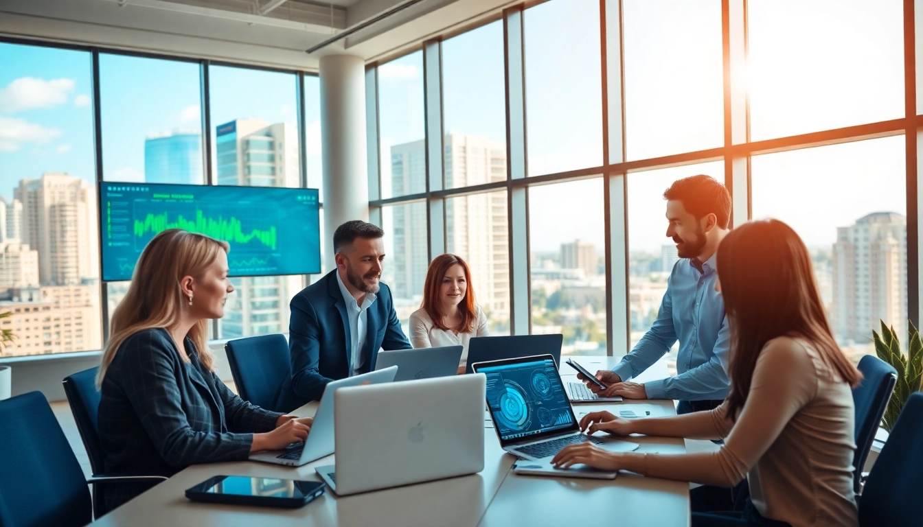 Outsourced IT Support Tampa team in a modern office collaborating over technology.