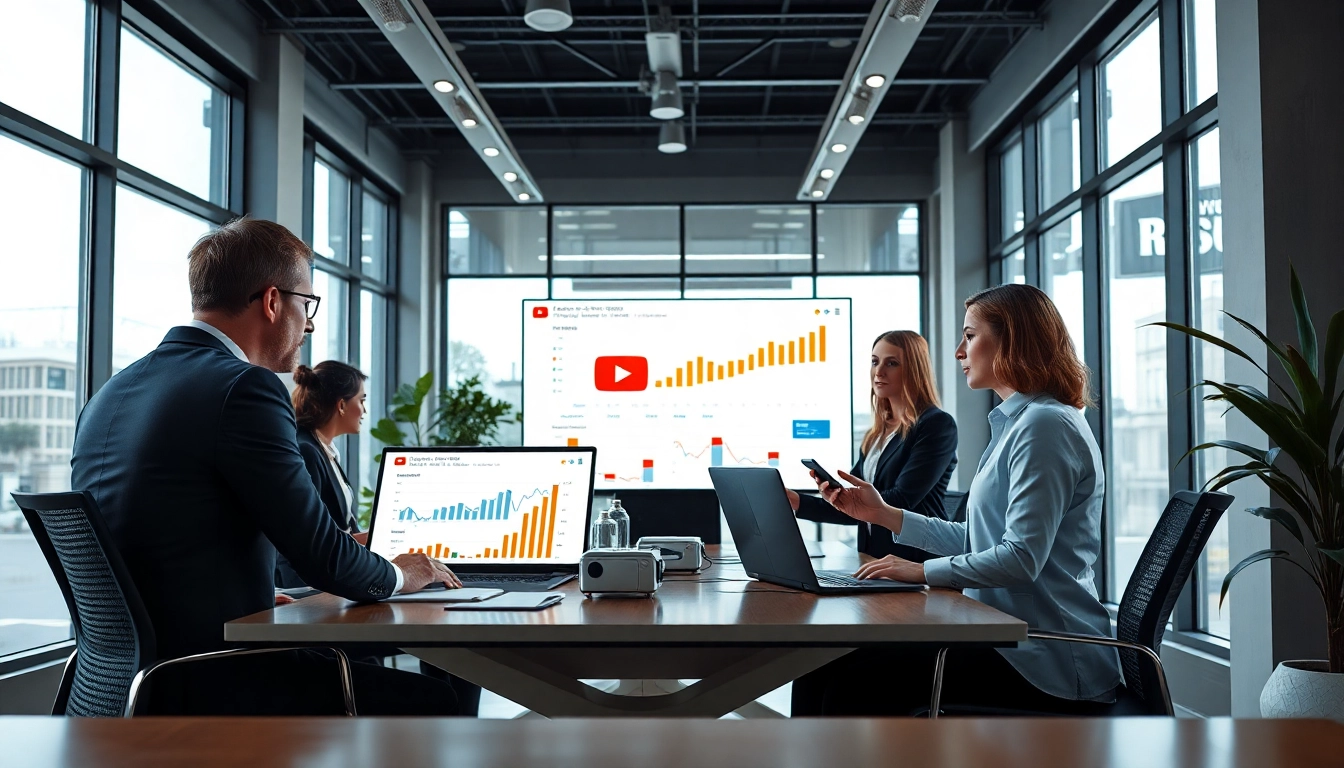 youtube 再生回数 購入を活用してマーケティングチームが分析しているシーン