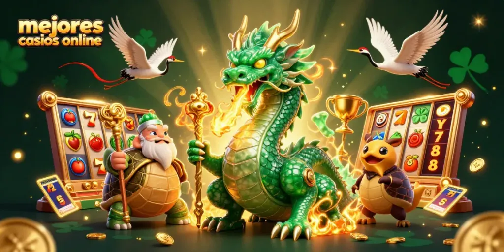 Visualiza los mejores casinos online con la suerte de un dragón y una tortuga sabia.