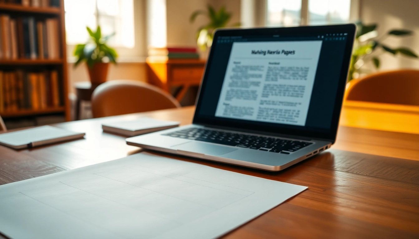 Nursing research paper format displayed professionally on a desk with a laptop and plants.