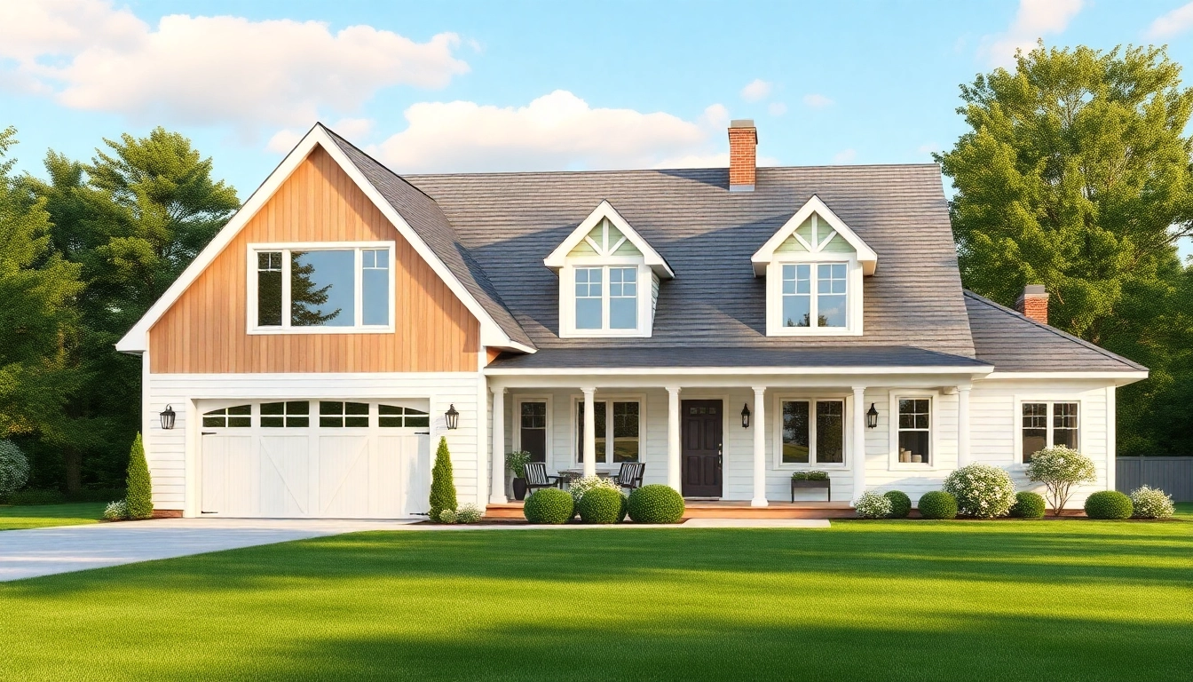 Experience the charm of a cape cod home with an elegant attached garage set in a lush coastal environment.