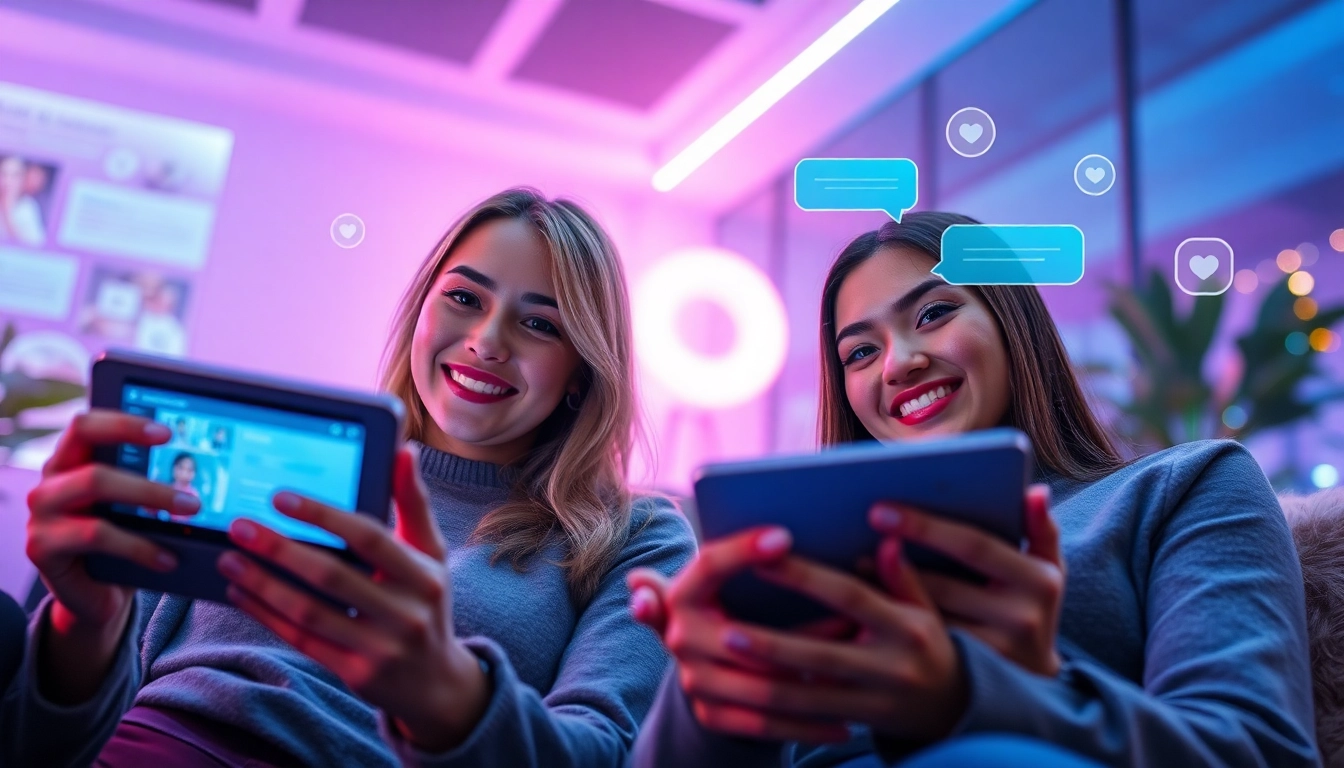 Engaging users with NSFW AI chatbots on modern devices in a vibrant digital setting.