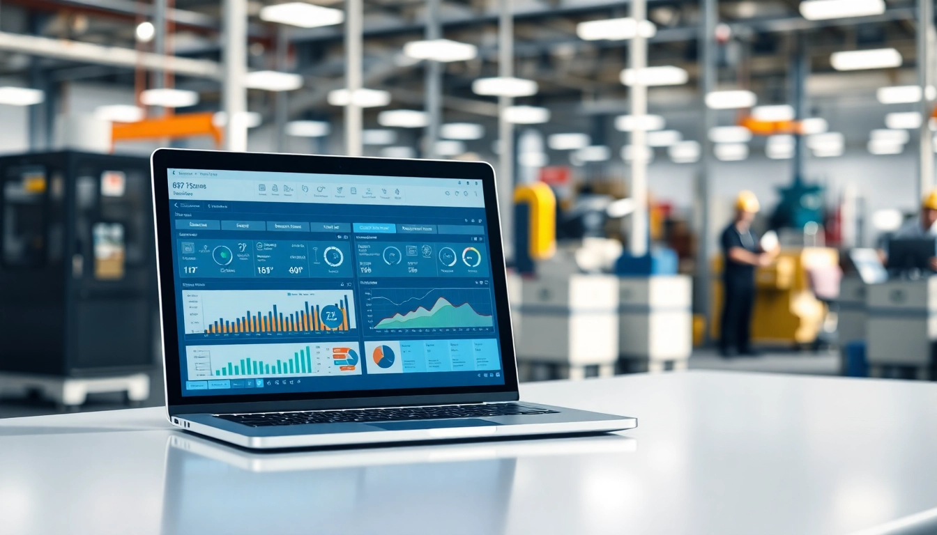 Visual representation of production planning software for manufacturing showing analytics dashboard.
