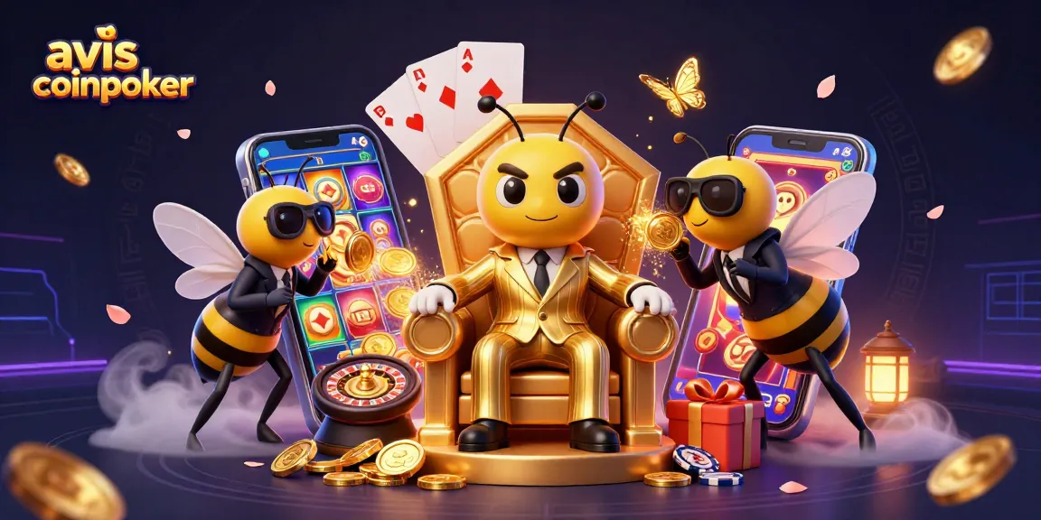 Découvrez l'avis CoinPoker avec un boss abeille et ses alliés dans un univers de jeux de casino vibrant.