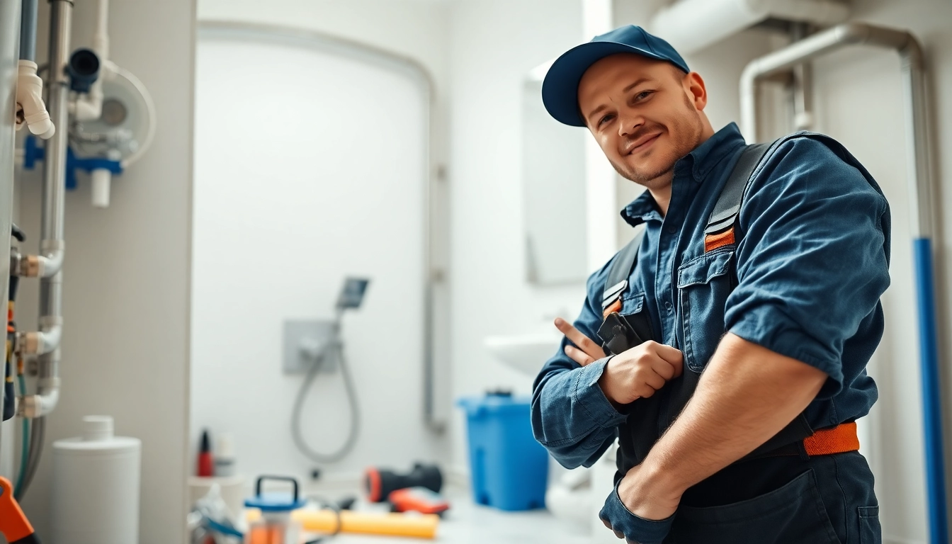 Experienced plumbers knightdale fixing a leaky pipe in a residential bathroom setting.