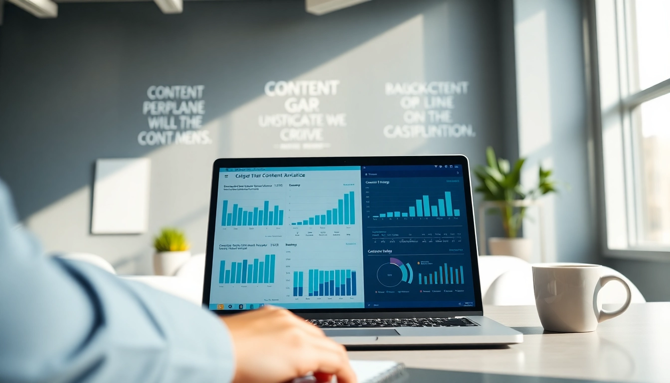 Analyzing data for Content Gap Analysis in a modern office setting.
