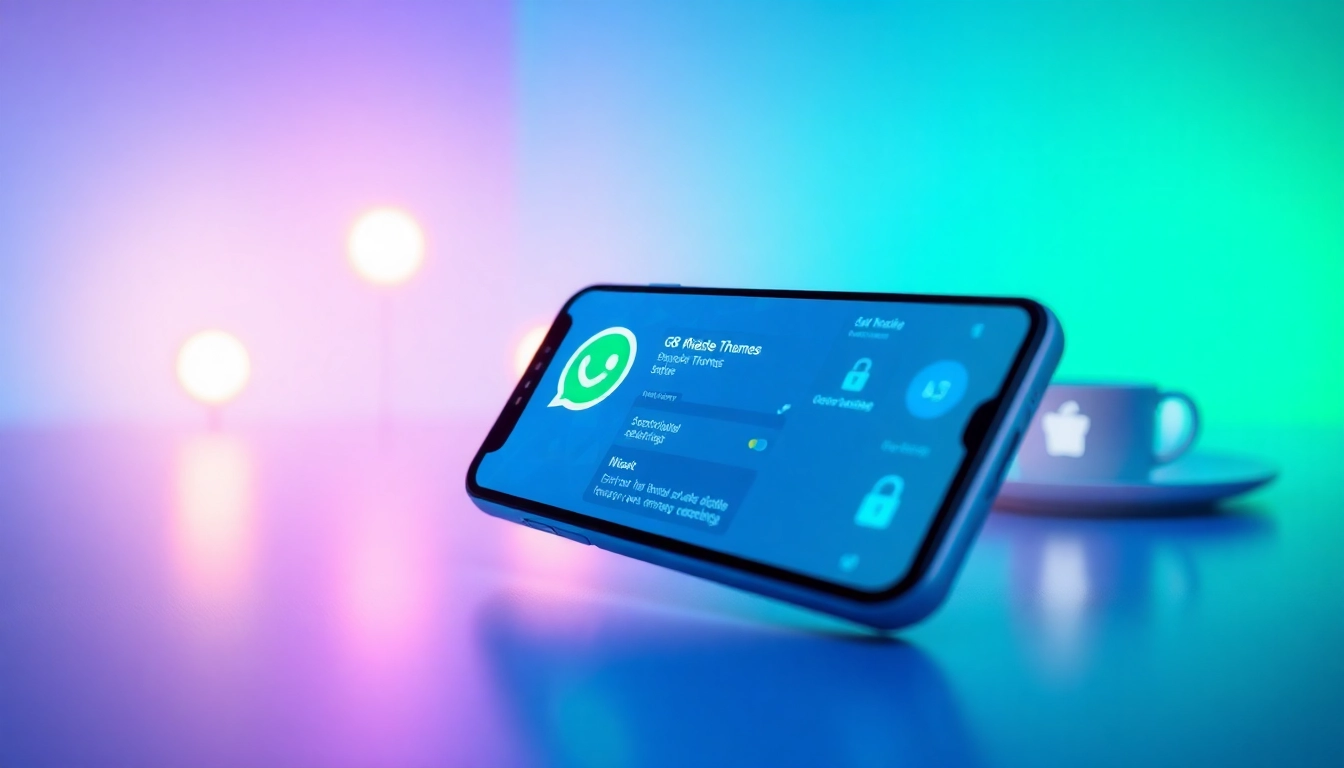 GB WhatsApp APK displayed on a smartphone with advanced customization features and privacy settings.