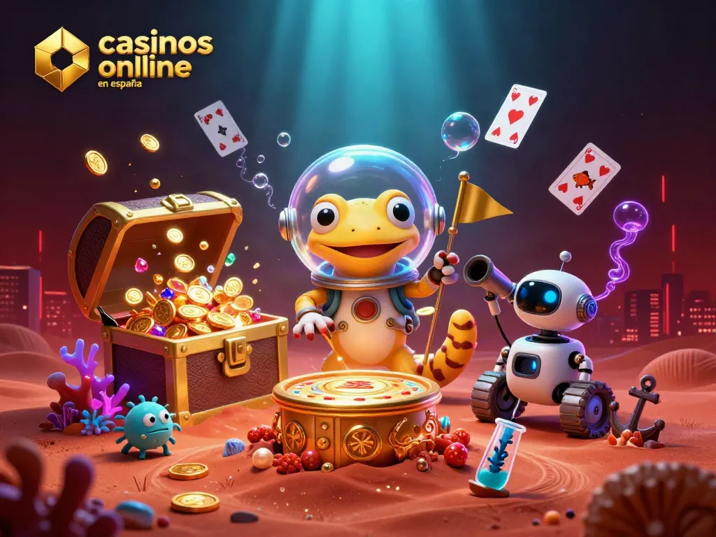 El gecko marciano en un casino dorado destaca entre los mejores casinos online fiables en España.
