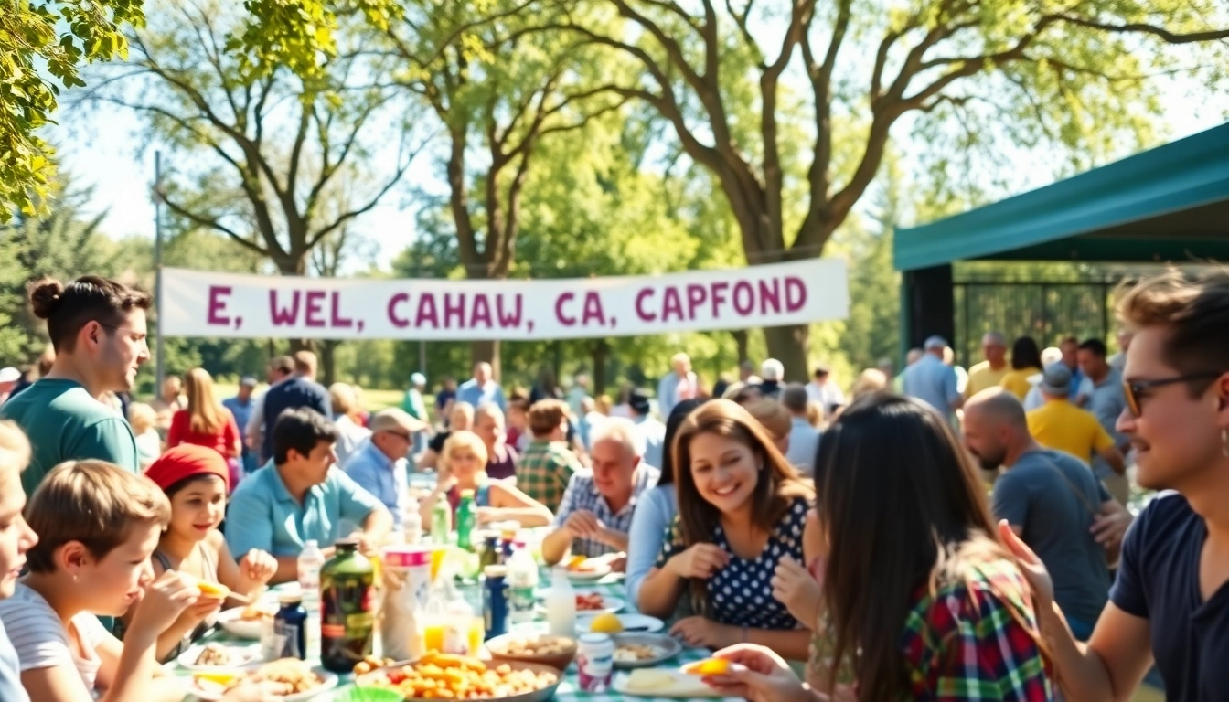 Community members celebrate in Clarksburg, CA, engaging in festivities and enjoying vibrant activities in a park.