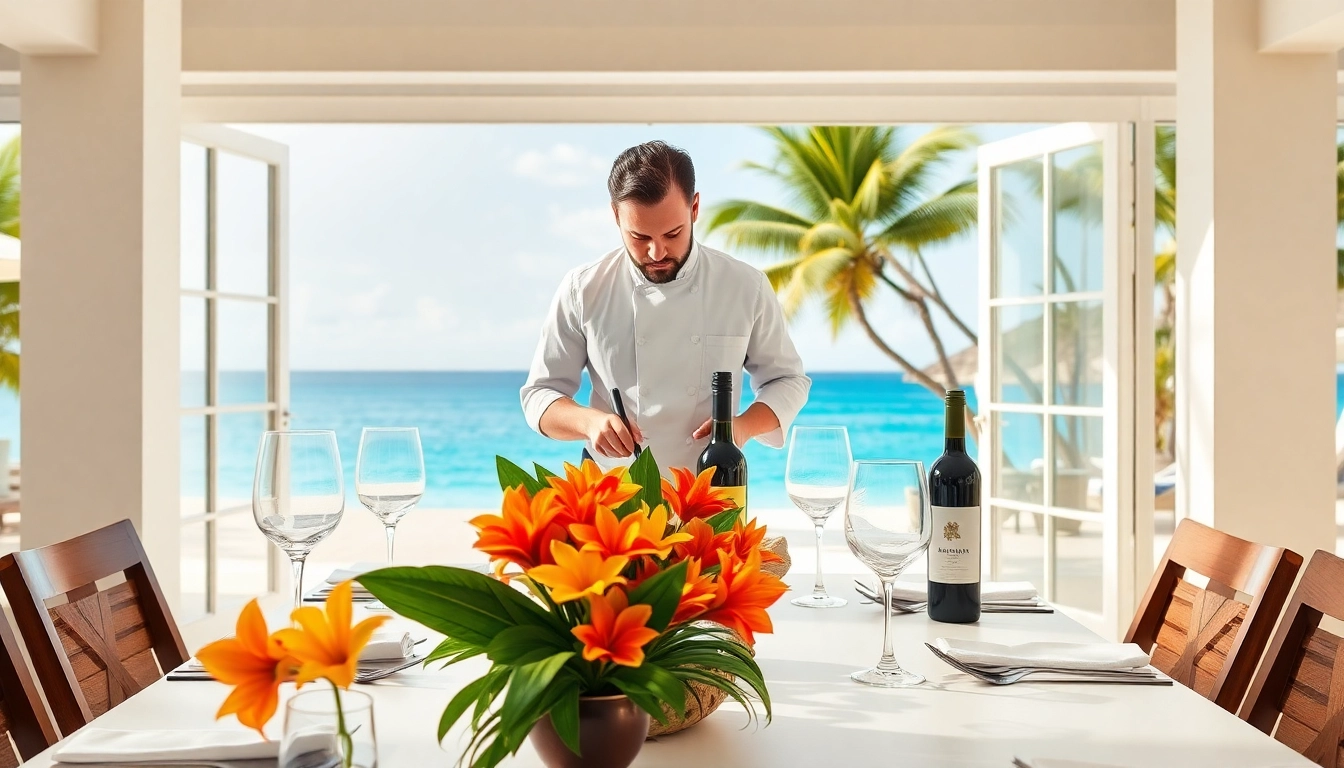 Private chef St Martin creating gourmet meals in a serene luxury villa setting.