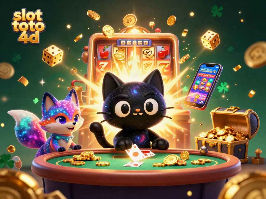 Experience the excitement of slot toto 4d with this vibrant cosmic casino illustration.