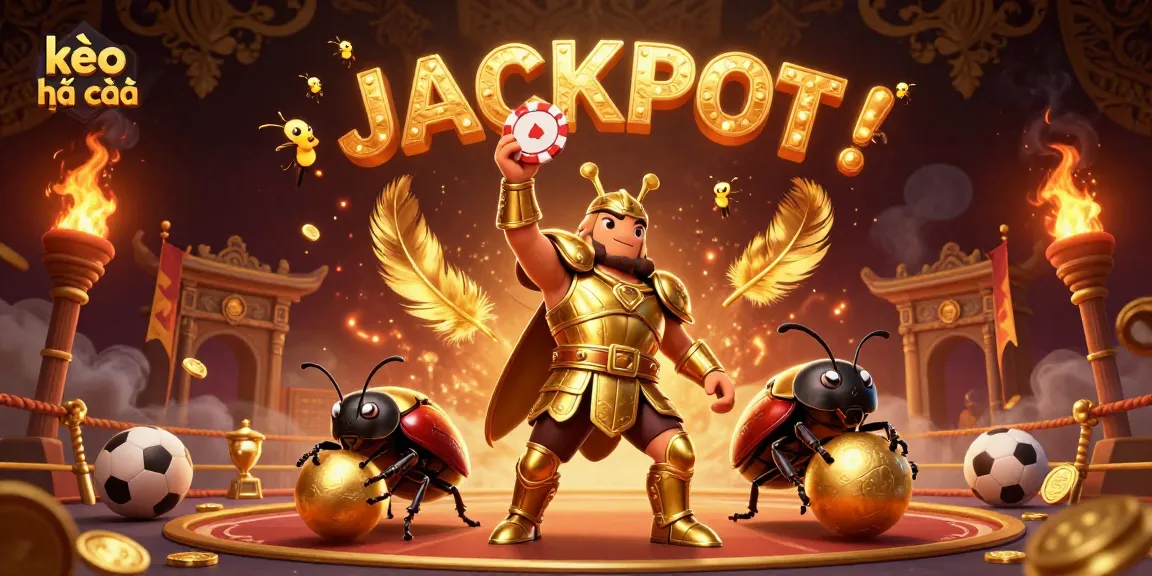 Engage with the dynamic kèo nhà cái scene featuring a victorious beetle and exciting betting elements.