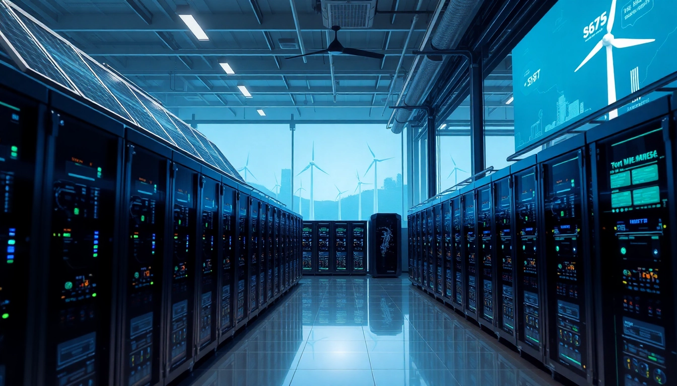 Advanced crypto mining site showcasing eco-friendly energy solutions.