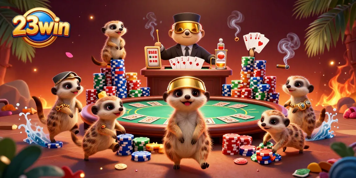 Experience the excitement of casino gaming with 23win's lively meerkat dealers.