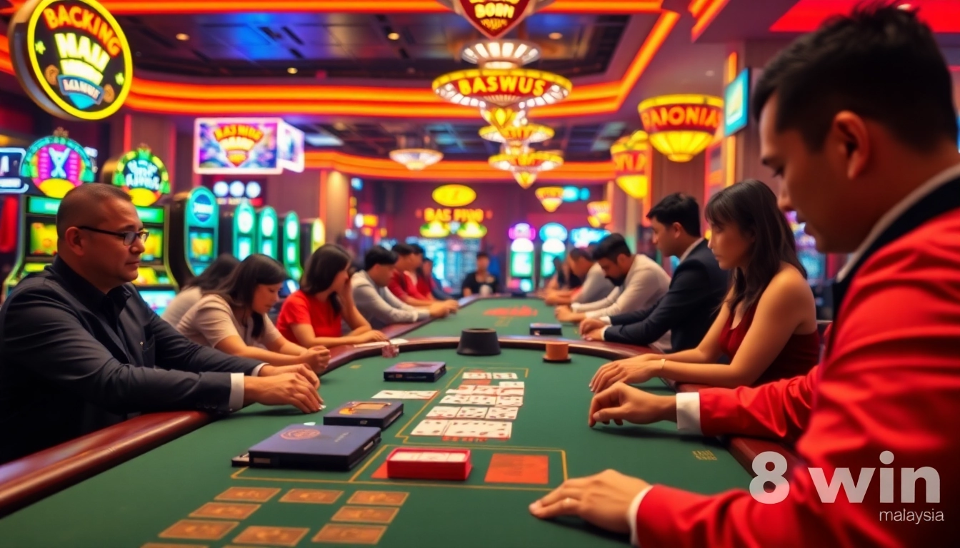 Engaging casino dealer at a table showcases 8win Malaysia's lively gaming atmosphere.
