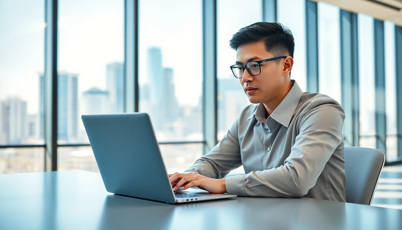 Engage with an enterprise assistant in a modern office setting, featuring vibrant technology.