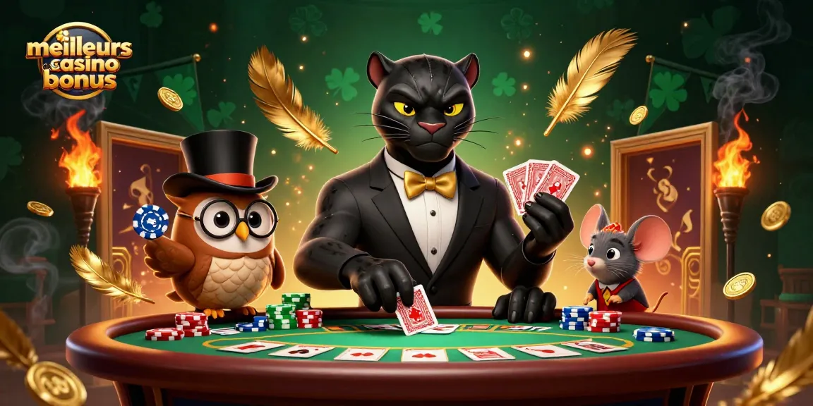 Découvrez les meilleurs sites casino bonus à travers une illustration dynamique de personnages enjoués autour des jeux de cartes.