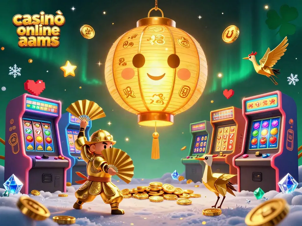 Gioca ai casinò online non aams con personaggi fantastici e simboli fortunati in un'illustrazione vivace.