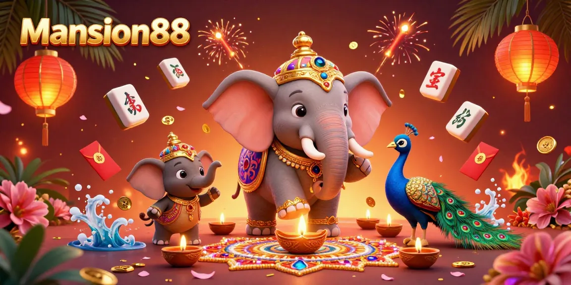 Mansion88 invites players to engage in dynamic online gaming with vibrant characters and casino elements.