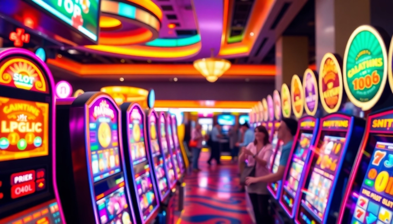 Exciting casino gaming scene featuring vibrant Free Credit Slot promotions and engaged players.