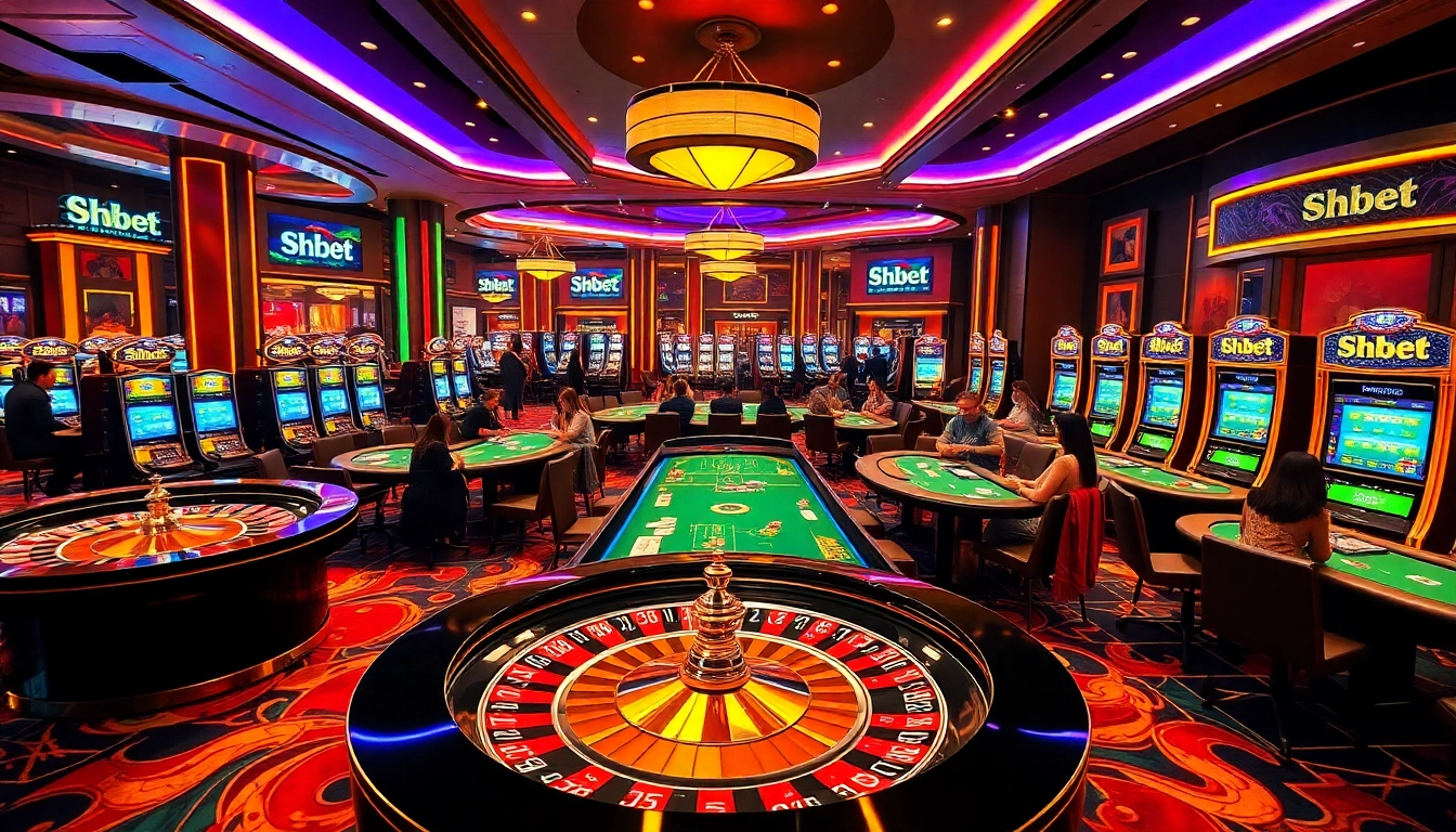 Experience the thrill of gambling at Shbet's luxurious casino with vibrant tables and exciting games.