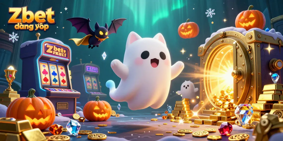 Experience the thrilling Zbet đăng nhập platform with a friendly ghost cat and vampire bat in a captivating casino world.