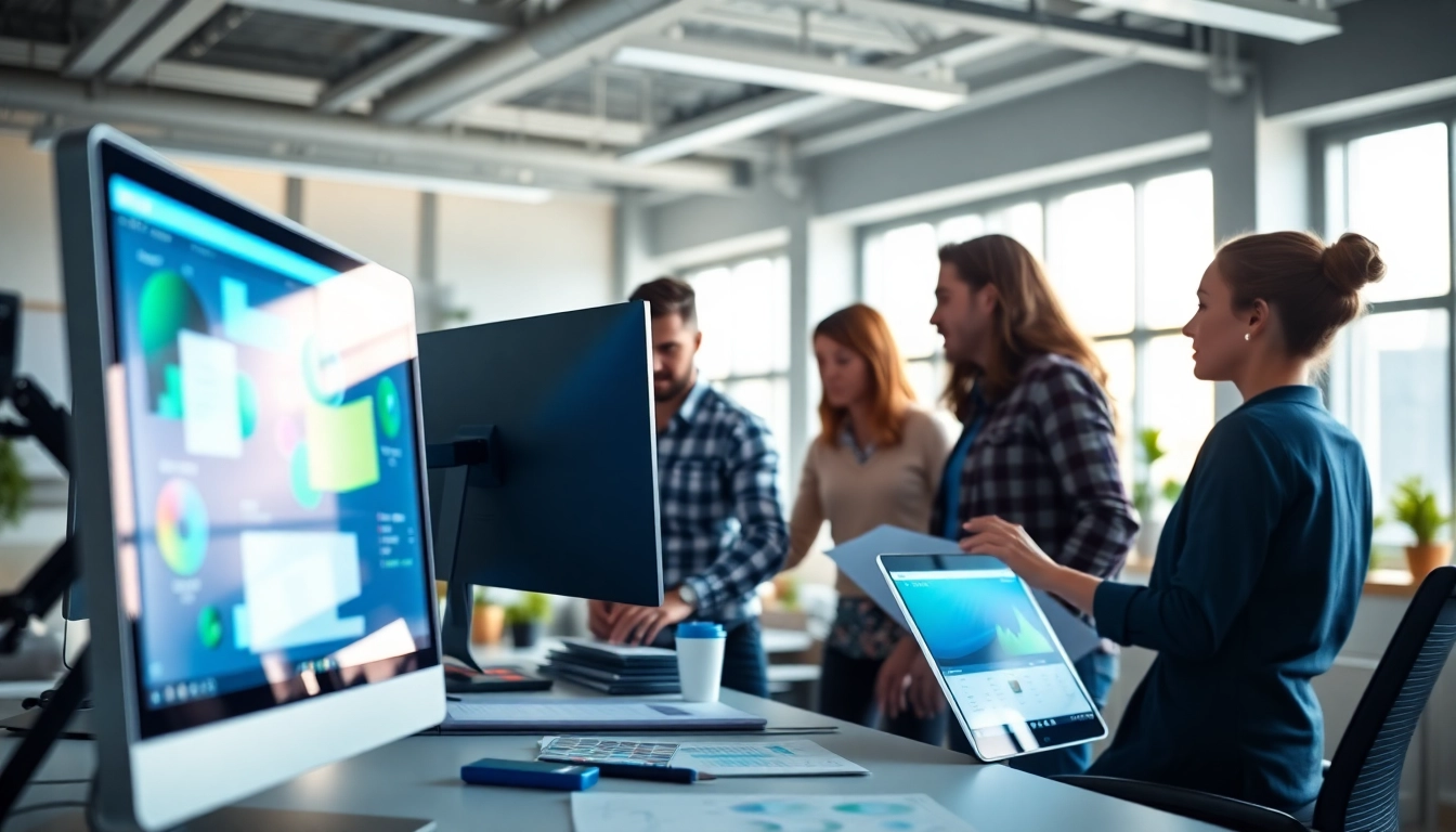 Showcasing Web Design Hereford professionals collaborating in a modern studio setting.