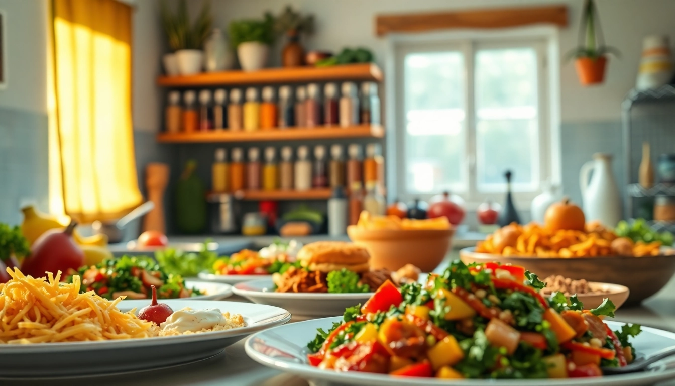 Discovering dish facts through vibrant meals and culinary ingredients in a bright kitchen.