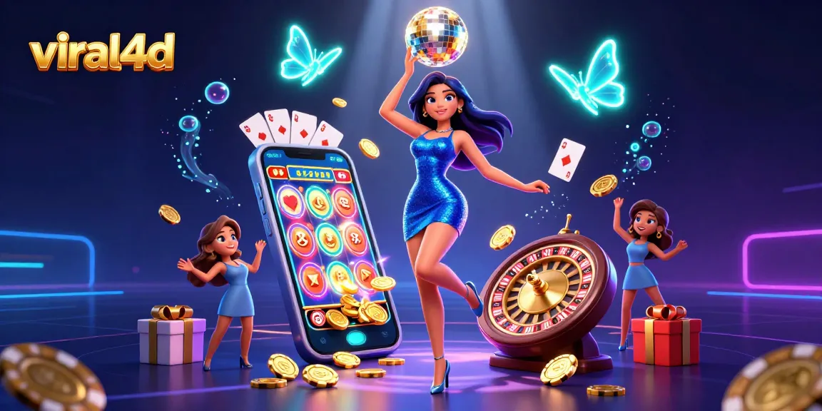 Experience the thrill of viral4d with vibrant slots, dancing lady, and shimmering casino elements.