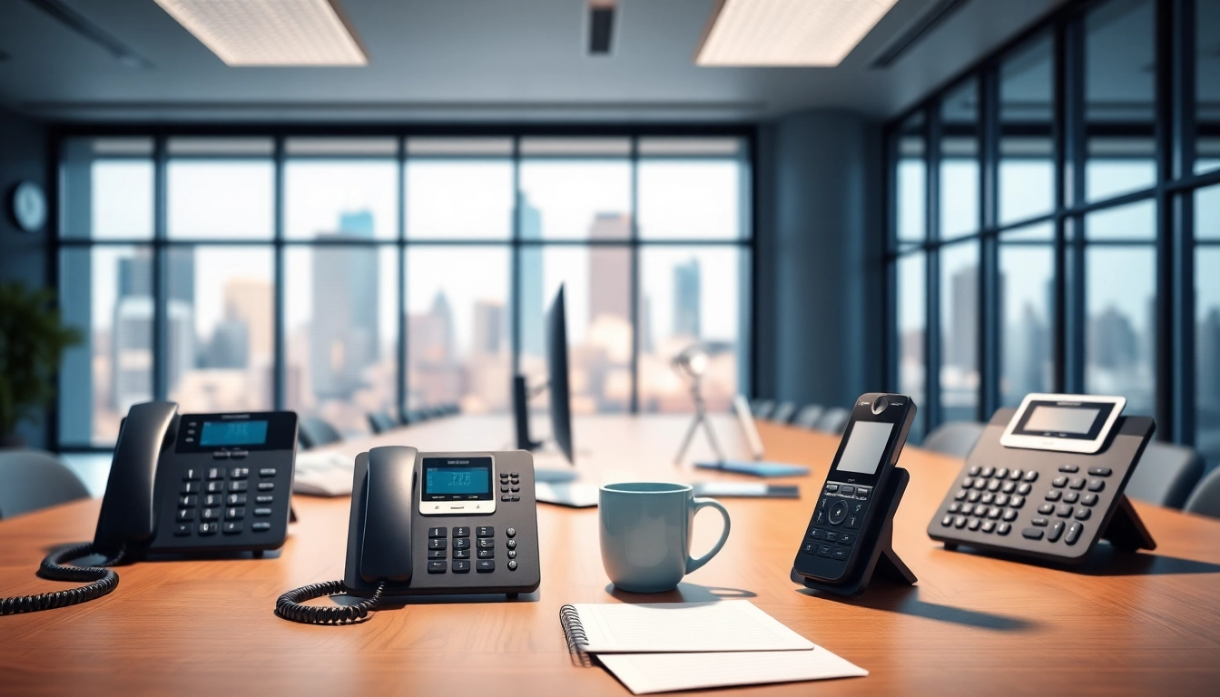 Explore modern telephone systems in a sleek office environment showcasing technology and professionalism.