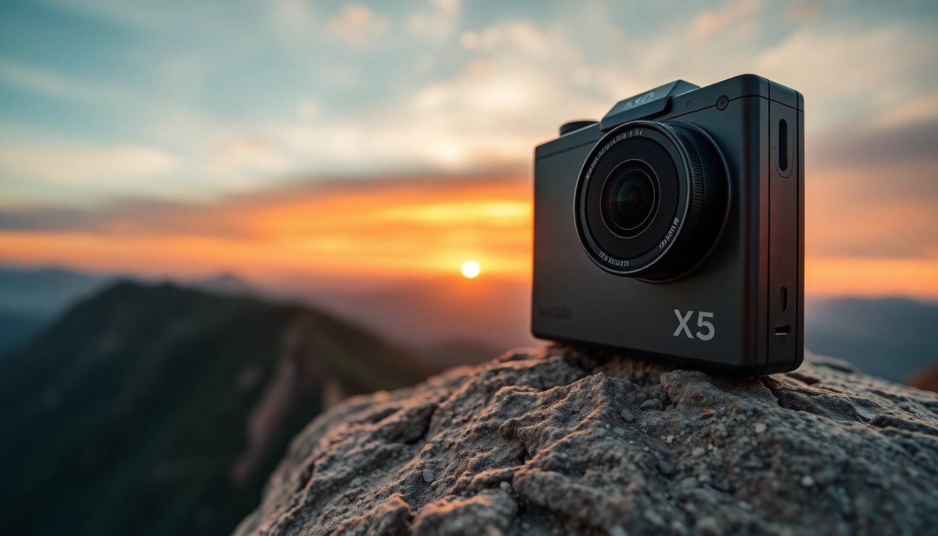 Capture stunning views with the Insta360 X5 camera on a rugged cliff.
