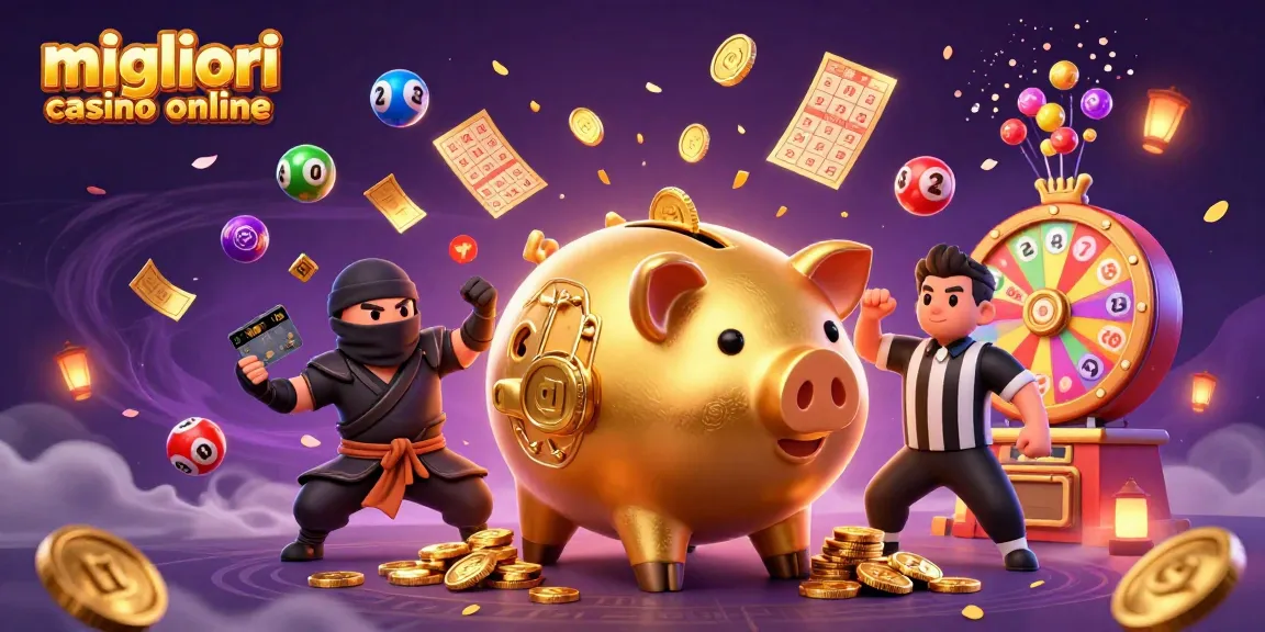 I migliori casino online mostrano una scena vivace con un maiale dorato e elementi di gioco entusiasti.